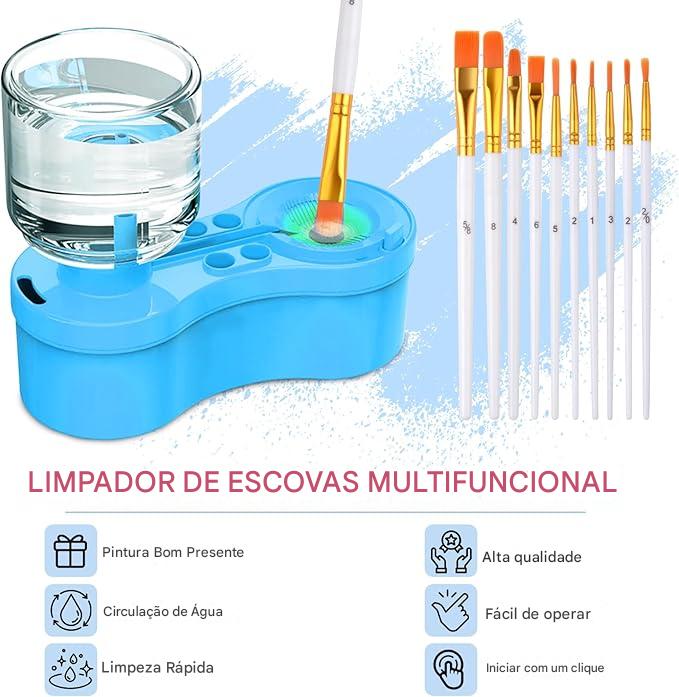 Kit Pintura - Tapete de Silicone + Pinceis + Limpador de Pinceis