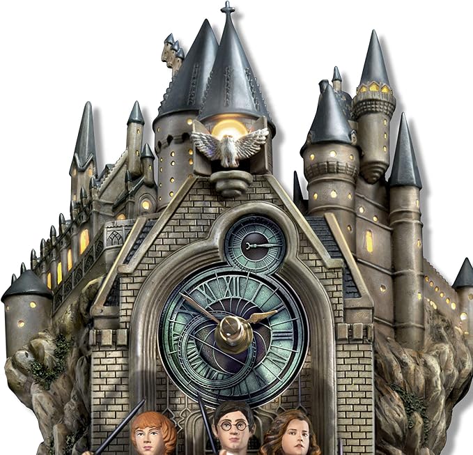 Relógio de parede Hp Hogwarts Bradford Exchange com luzes, música e movimento