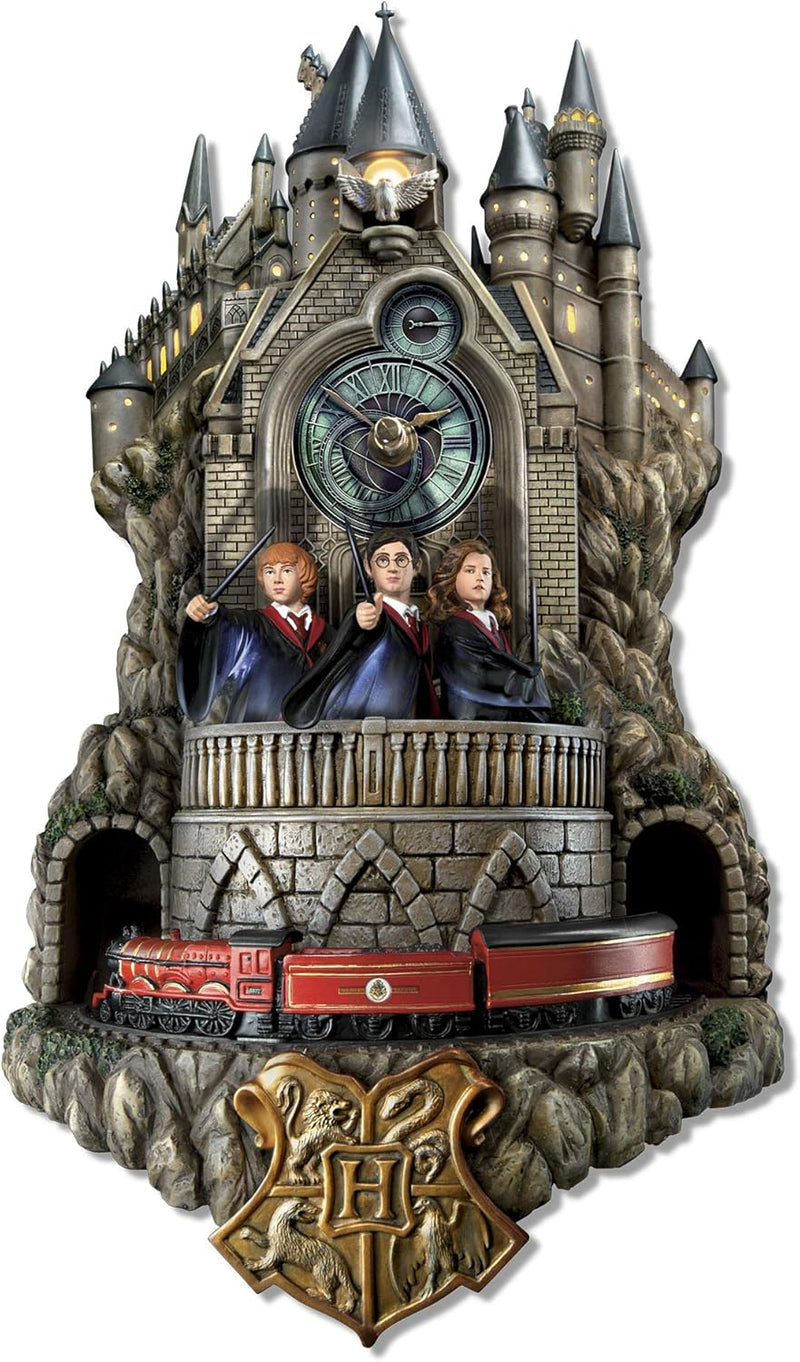 Relógio de parede Hp Hogwarts Bradford Exchange com luzes, música e movimento