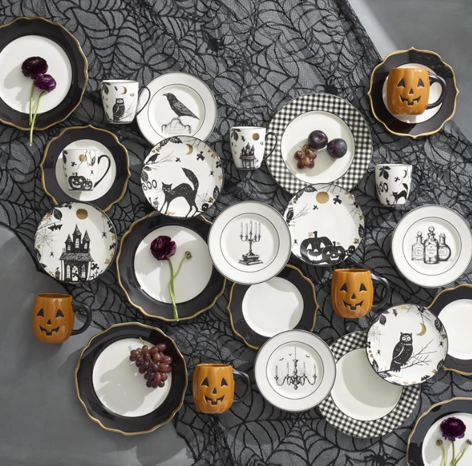 Conjunto de pratos de sobremesa Halloween - 4 Peças