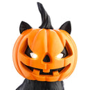 🎃 Gato Sentado com Rosto de Abóbora com LED  – Happy Haunting