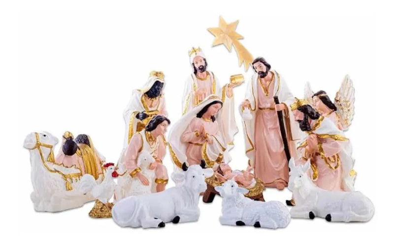 Presepio Natalino Em Borracha 14 peças 30 Cm Inquebrável