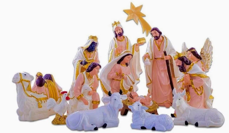 Presepio Natalino Em Borracha 14 peças 30 Cm Inquebrável