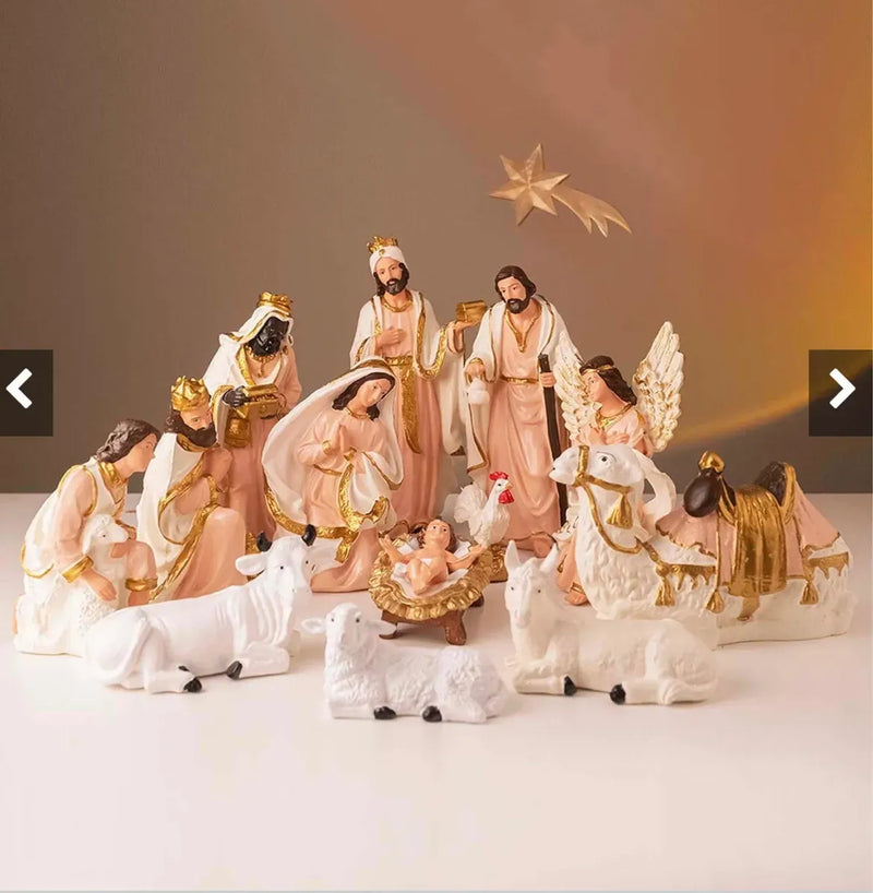 Presepio Natalino Em Borracha 14 peças 30 Cm Inquebrável